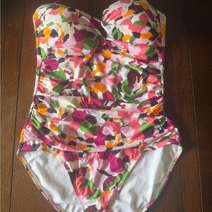 Anne Cole Pink and Green Floral One Piece Swimsuit